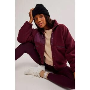 NWT Free People FP Movement X Hatch Hit The Slopes Fleece Jacket in Deep Maroon